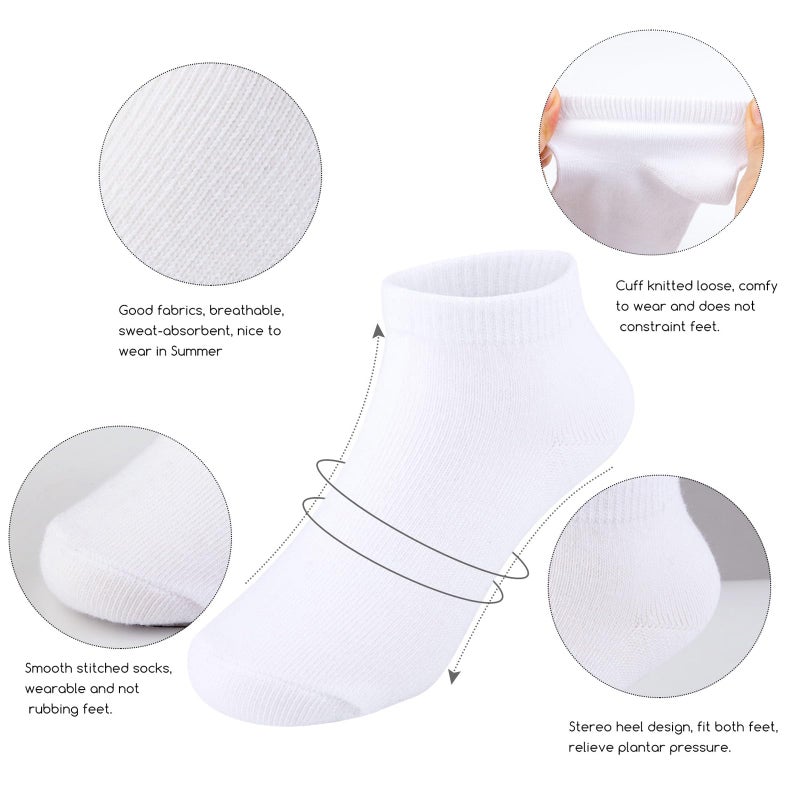 BOOPH Kids Socks for Boys Girls Low Cut Athletic Ankle Socks 6-8 Years White - Image 5